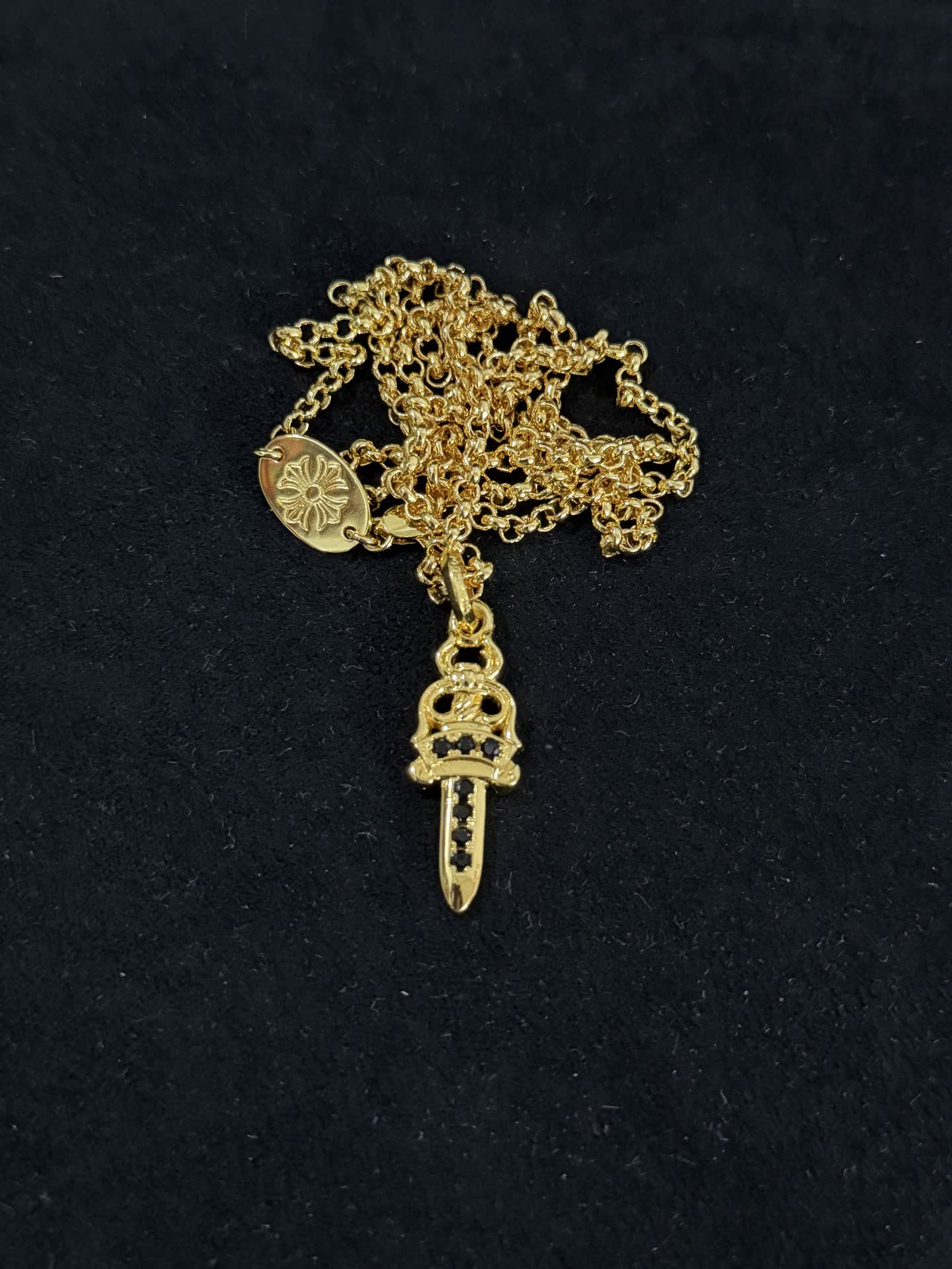 Chrome Hearts Gold Sword Pendant Necklace